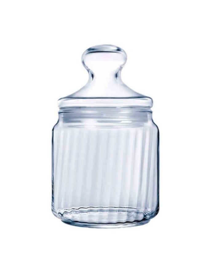 Durable Elegant Striped Glass Jar with Lid Clear 0.75 L V9602